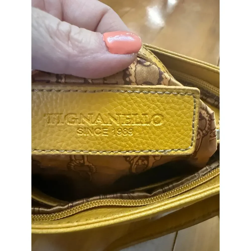 Vintage Tignanello golden rod crossbody carryall purse/wallet organizer casual